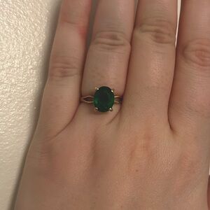 💚💛 KSK Vintage 10K Yellow Gold Ring with Emerald Green Gem ~ “Wicked” vibes ~💛💚